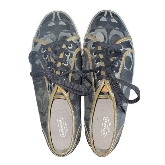 COACH Dee Optic Signature C Black and Gray Casual Sneakers Size 9.5 - Picture 2 of 10